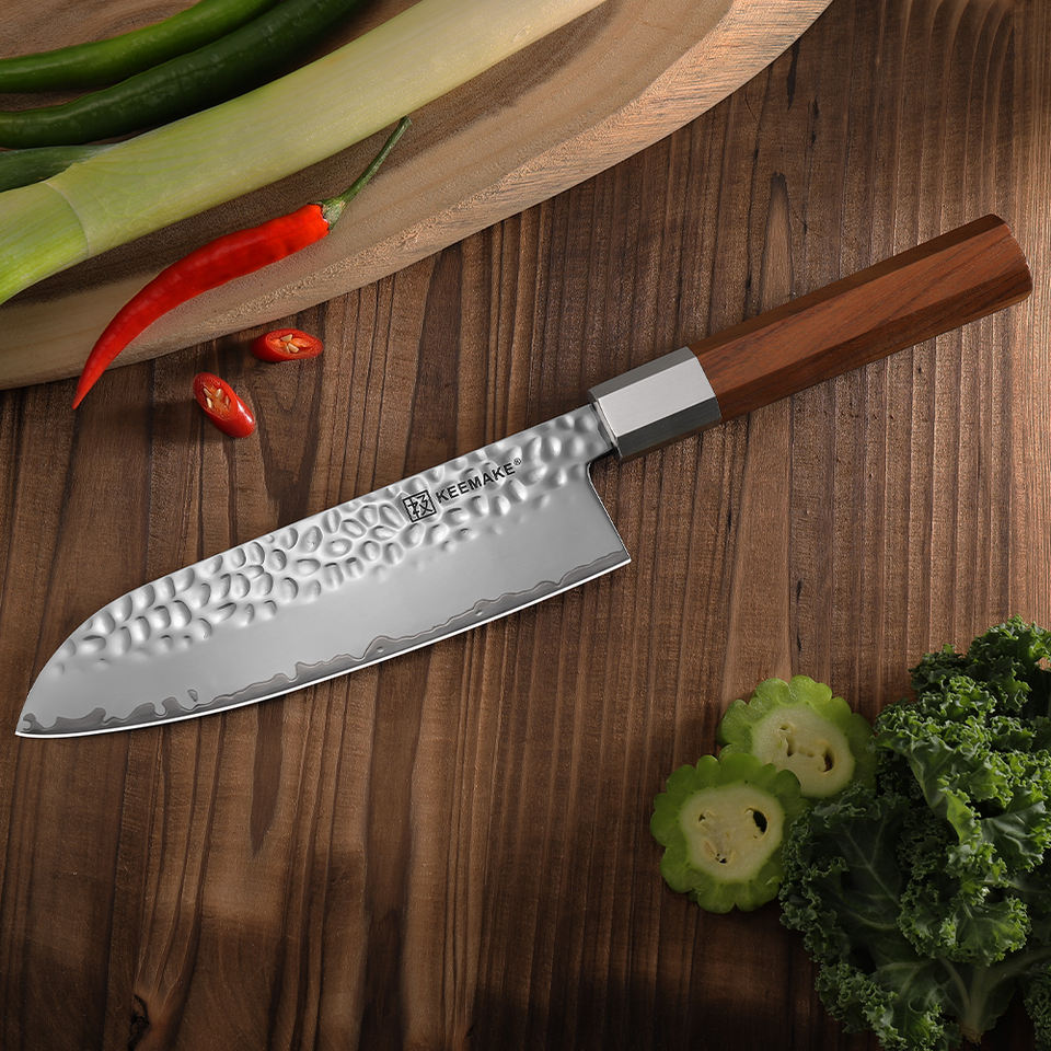 Santoku Palissandre — 17,8 cm — détail et mise en situation