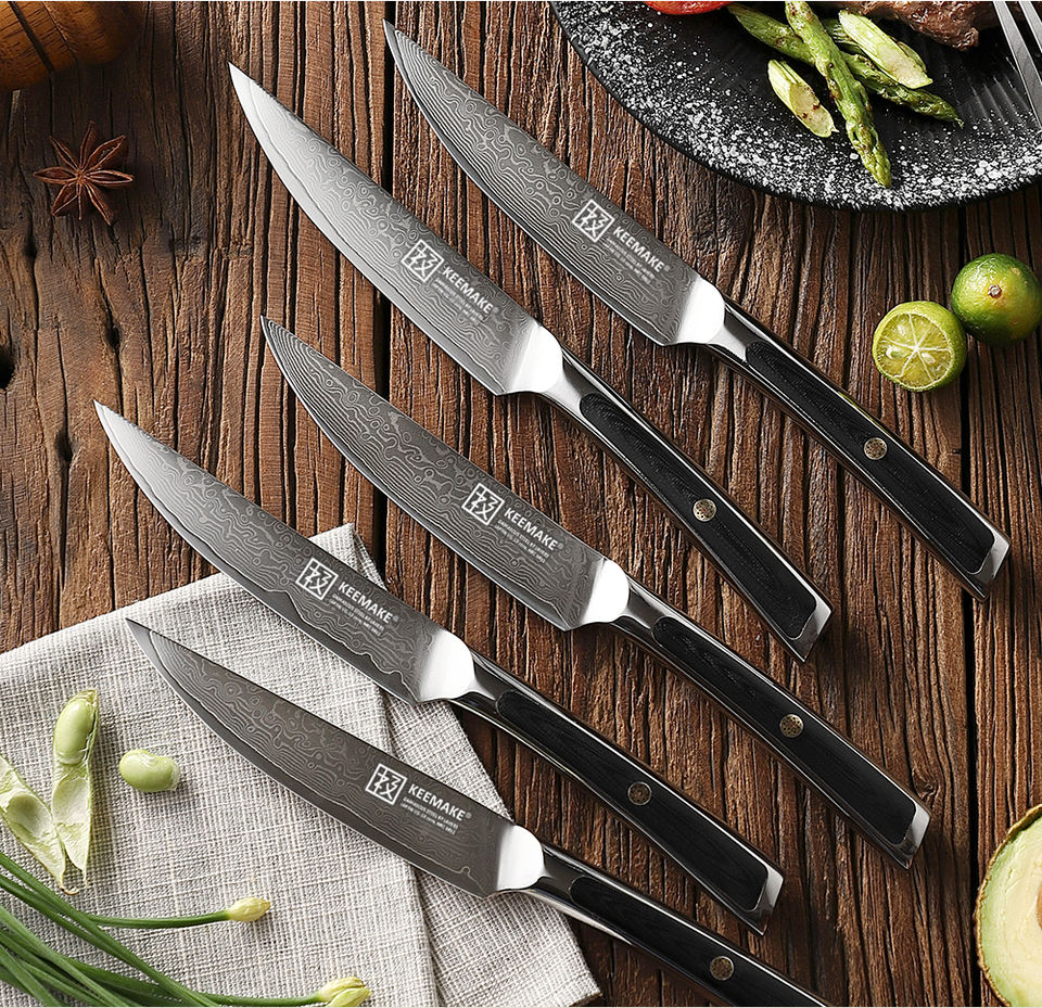 Couteau à steak Ligne Noire — 12,7 cm — détail et mise en situation