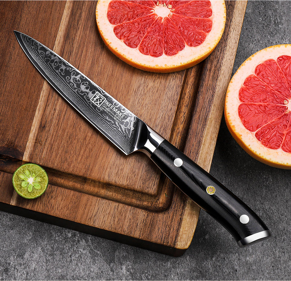 Couteau d’office Noir Riveté — 12,7 cm — détail et mise en situation