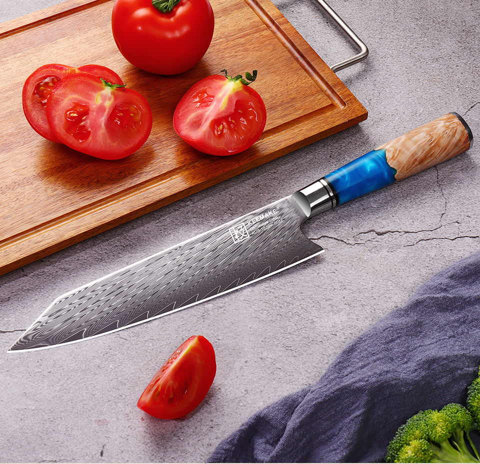 Kiritsuke Azur — 20,3 cm — détail et mise en situation