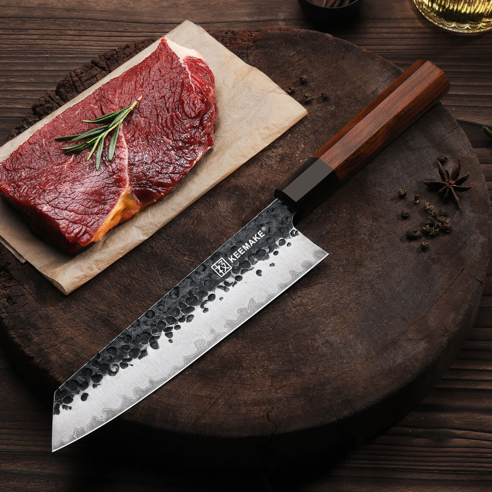 Kiritsuke Terre Rouge — 20,3 cm — détail et mise en situation