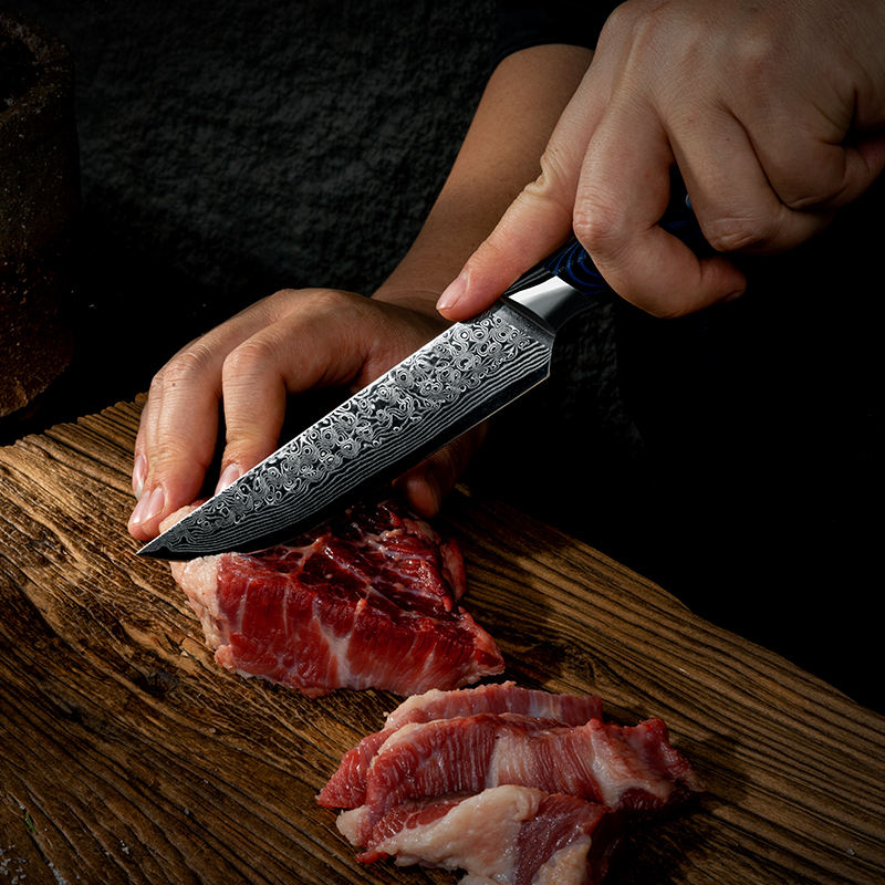 Table Bleu Minuit — 4 couteaux à steak Damas