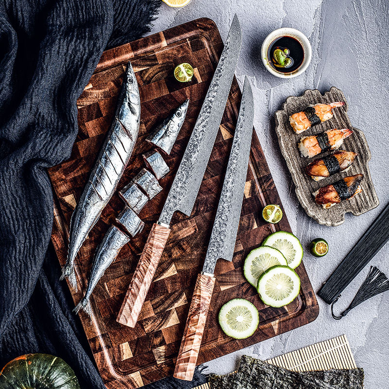 Duo Sashimi — 2 couteaux longs Damas