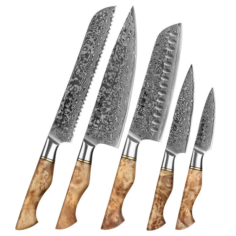 Coffret Clairbois — 5 couteaux Damas — contenu complet