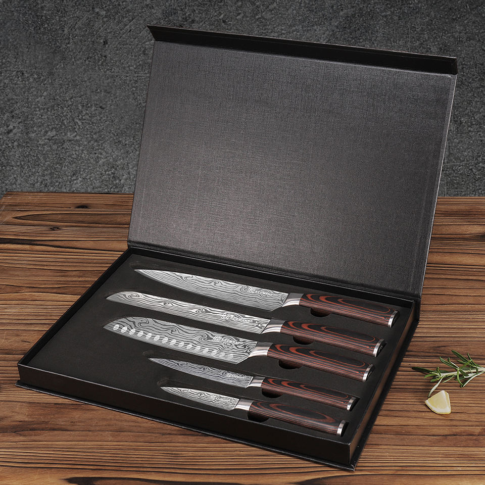 Coffret Ondine — 5 couteaux — détail et mise en situation