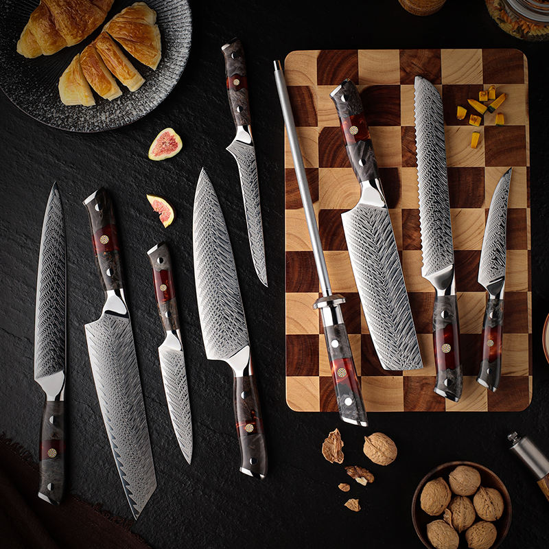 Braise Rouge — 9 couteaux Damas