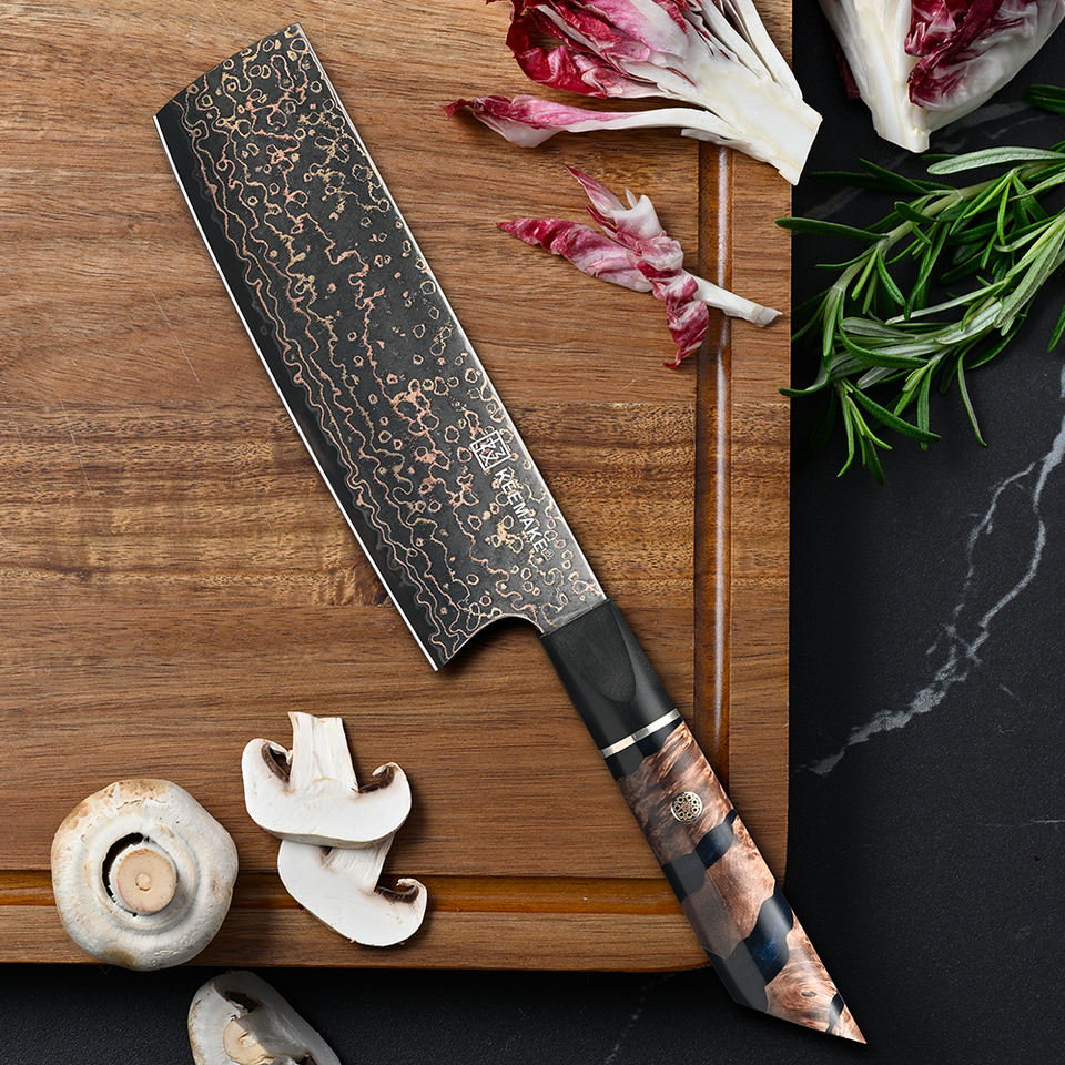 Nakiri Cuivre Minéral — 17,8 cm — détail et mise en situation