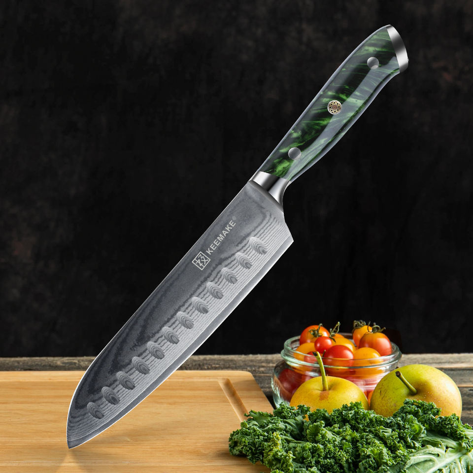 Santoku Jade — 17,8 cm — détail et mise en situation