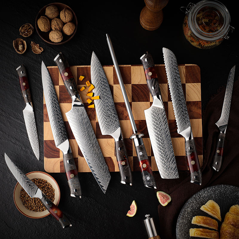 Braise Rouge — 9 couteaux Damas