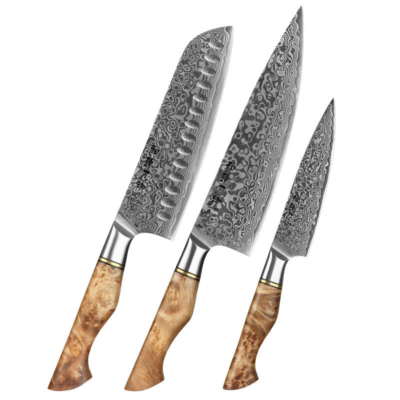 Trio Clairbois — 3 couteaux Damas — contenu complet