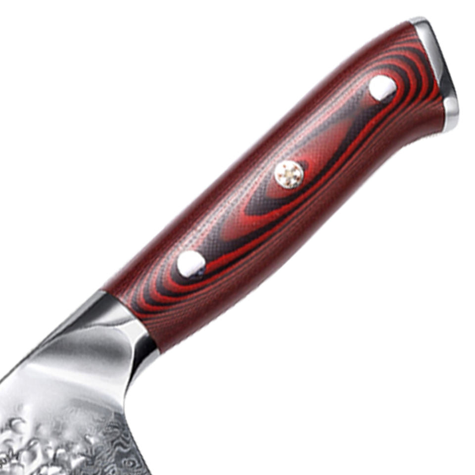 Couteau de chef Rouge Minéral — 20,3 cm — détail et mise en situation