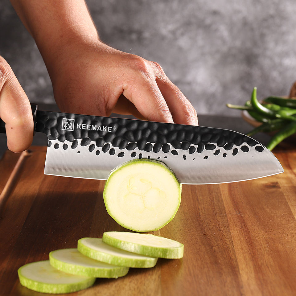 Santoku Bois Brut — 17,8 cm — détail et mise en situation
