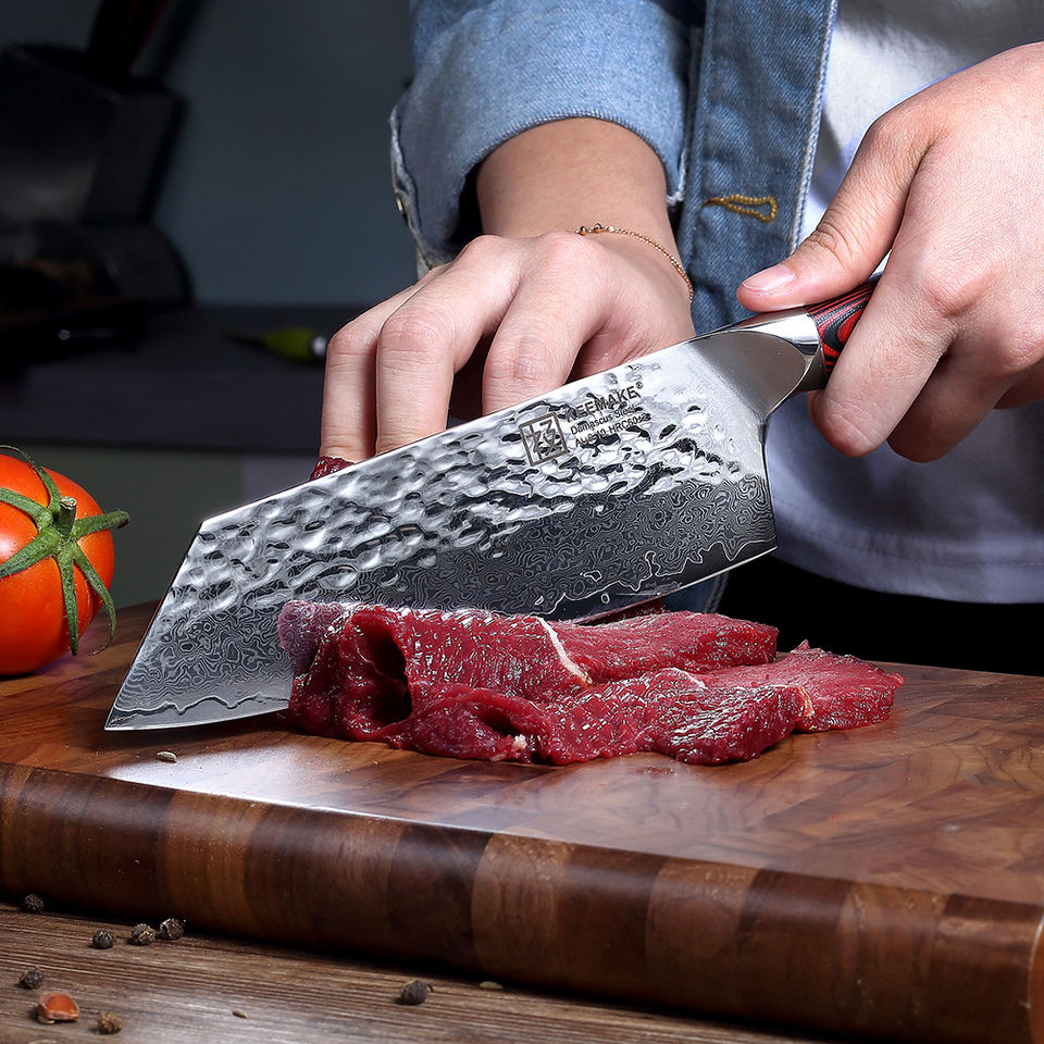 Nakiri Rouge Minéral — 17,8 cm — détail et mise en situation