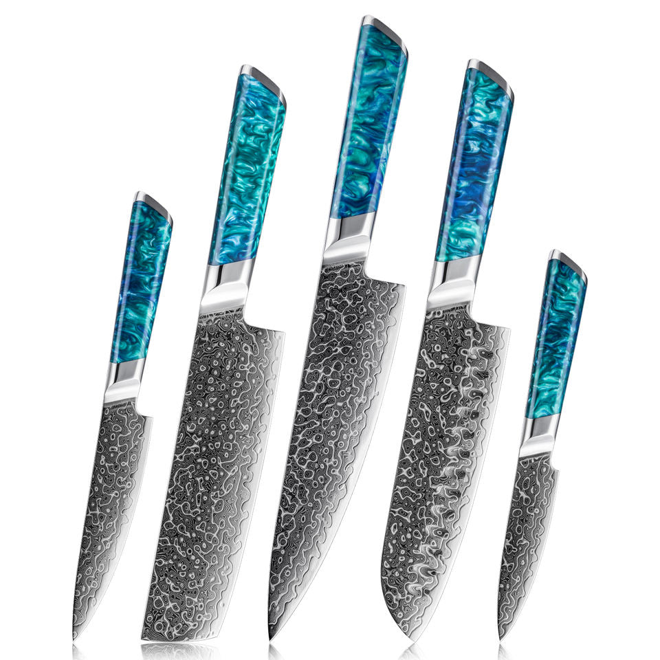 Lagon — 5 couteaux Damas et coffret
