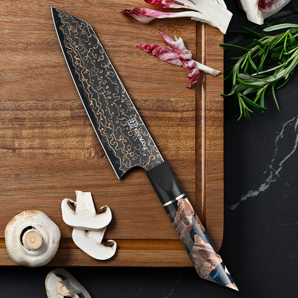 Couteau à trancher Cuivre Minéral — 20,3 cm — détail et mise en situation