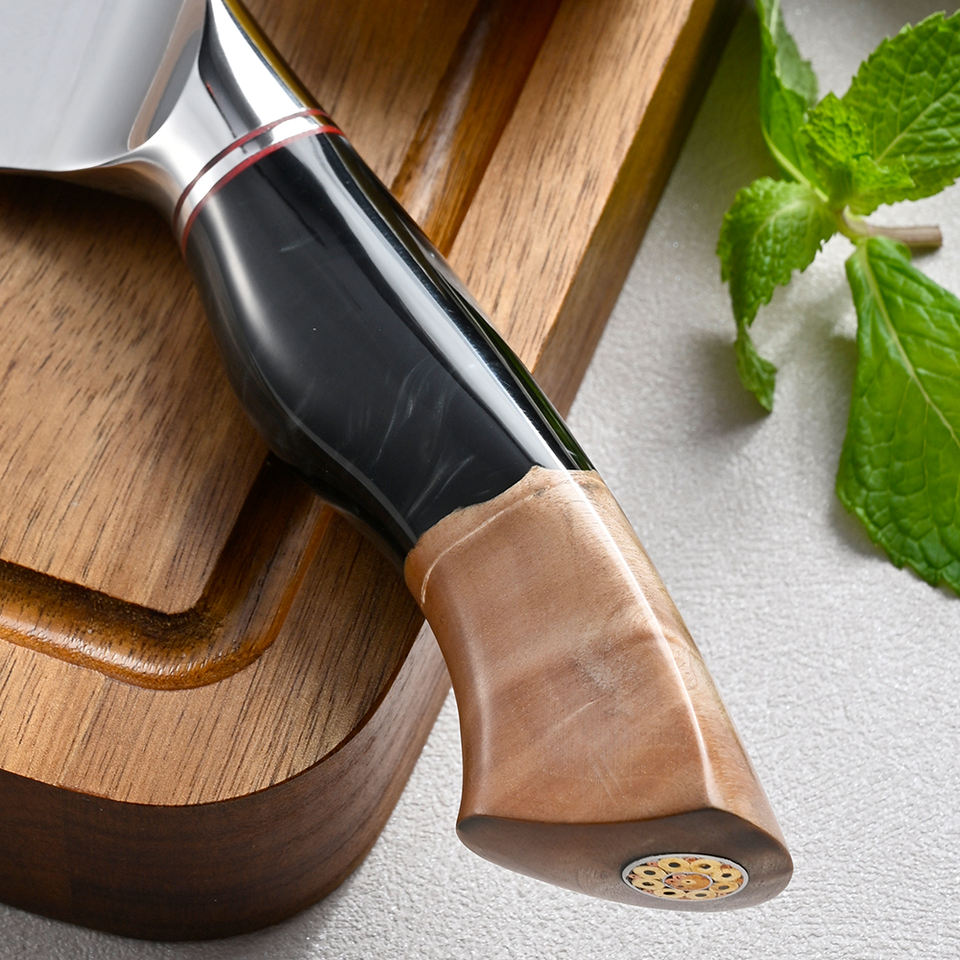 Kiritsuke Obsidienne — 20,3 cm — détail et mise en situation