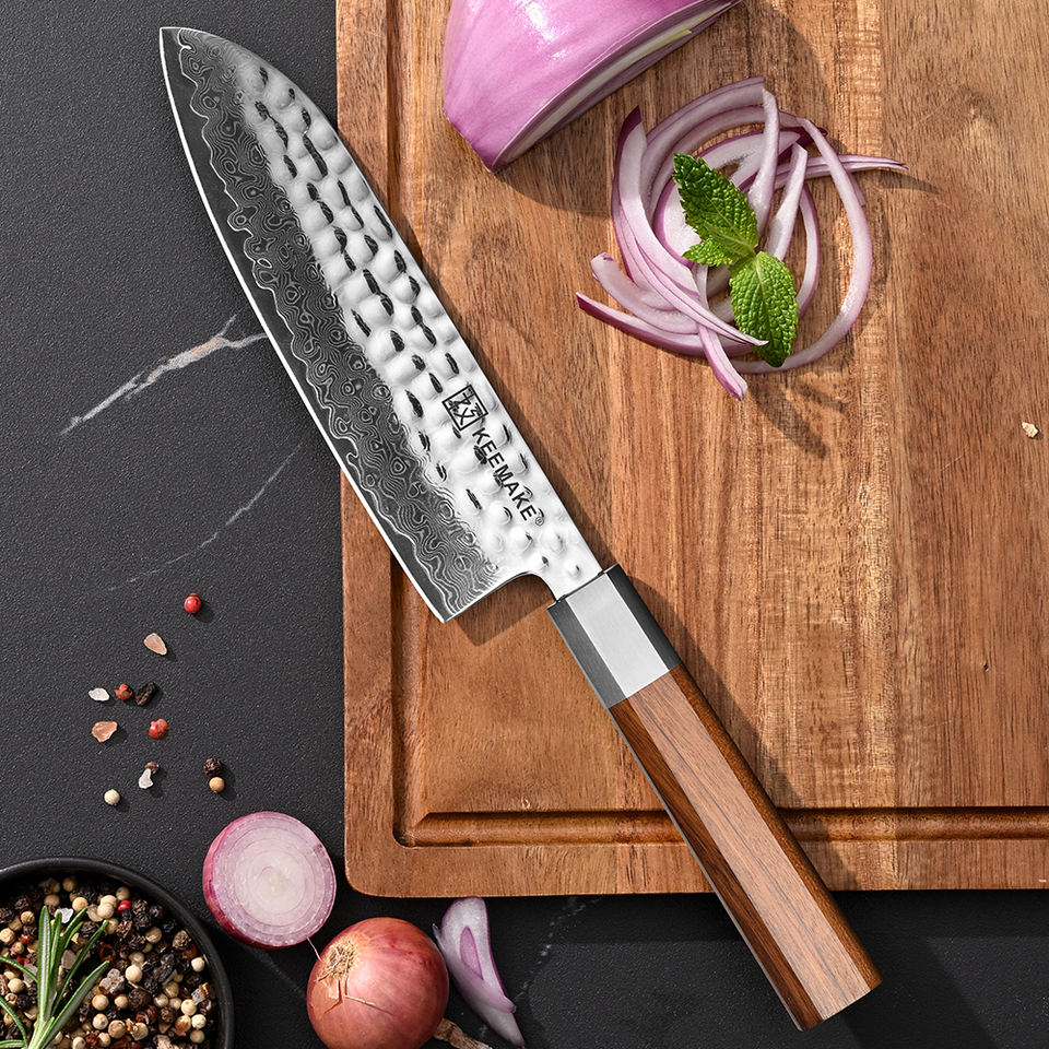 Santoku Bois Satin — 17,8 cm — détail et mise en situation