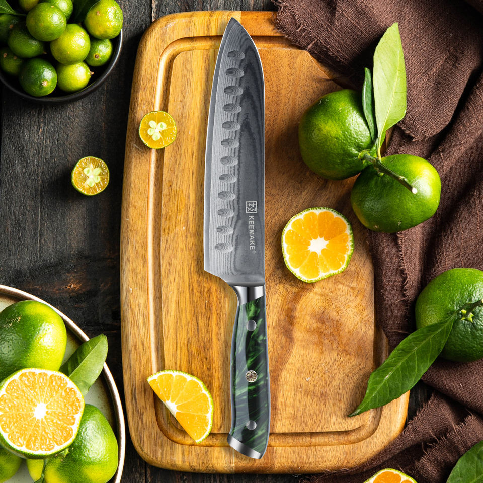 Santoku Jade — 17,8 cm — détail et mise en situation