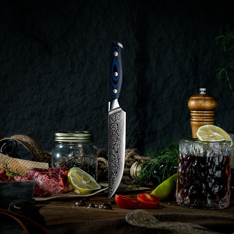 Table Bleu Minuit — 4 couteaux à steak Damas