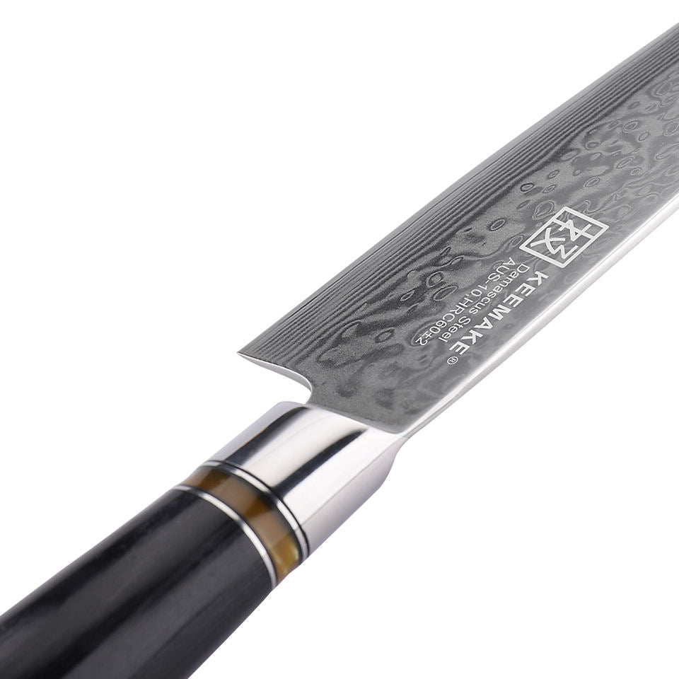 Couteau de chef Ébène Cuivré — 20,3 cm — détail et mise en situation