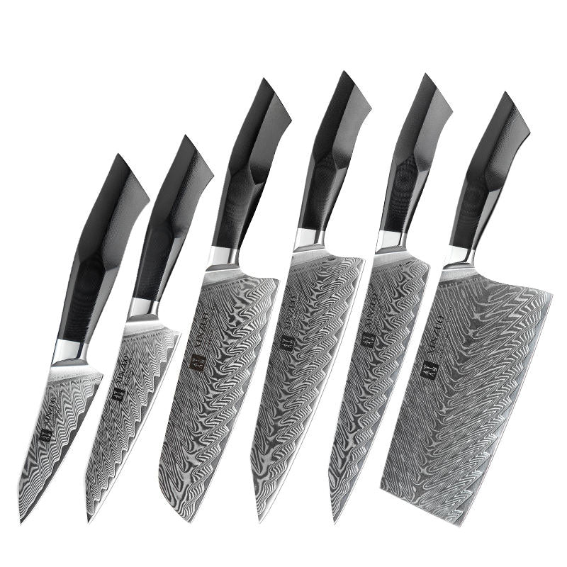 Coffret Basalte — 6 couteaux Damas — contenu complet