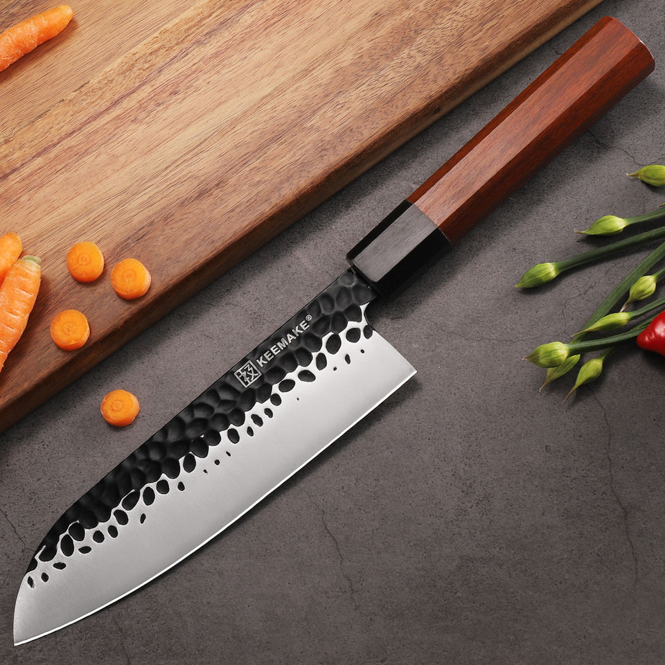 Santoku Bois Brut — 17,8 cm — détail et mise en situation