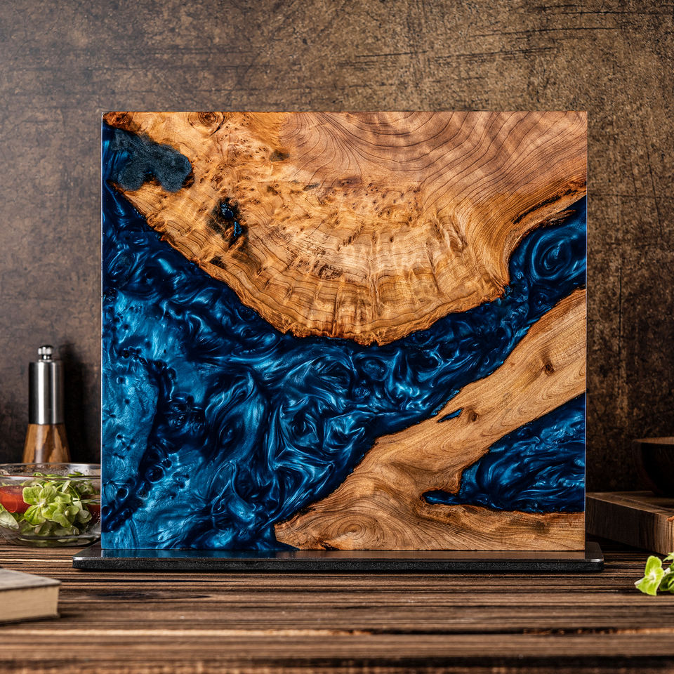 Rivière Bleue — Support magnétique bois et résine