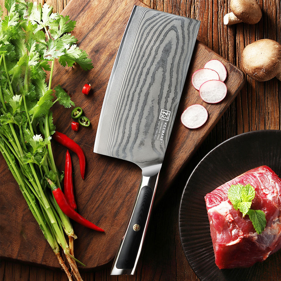 Couperet de cuisine Ligne Noire — 17,8 cm — détail et mise en situation