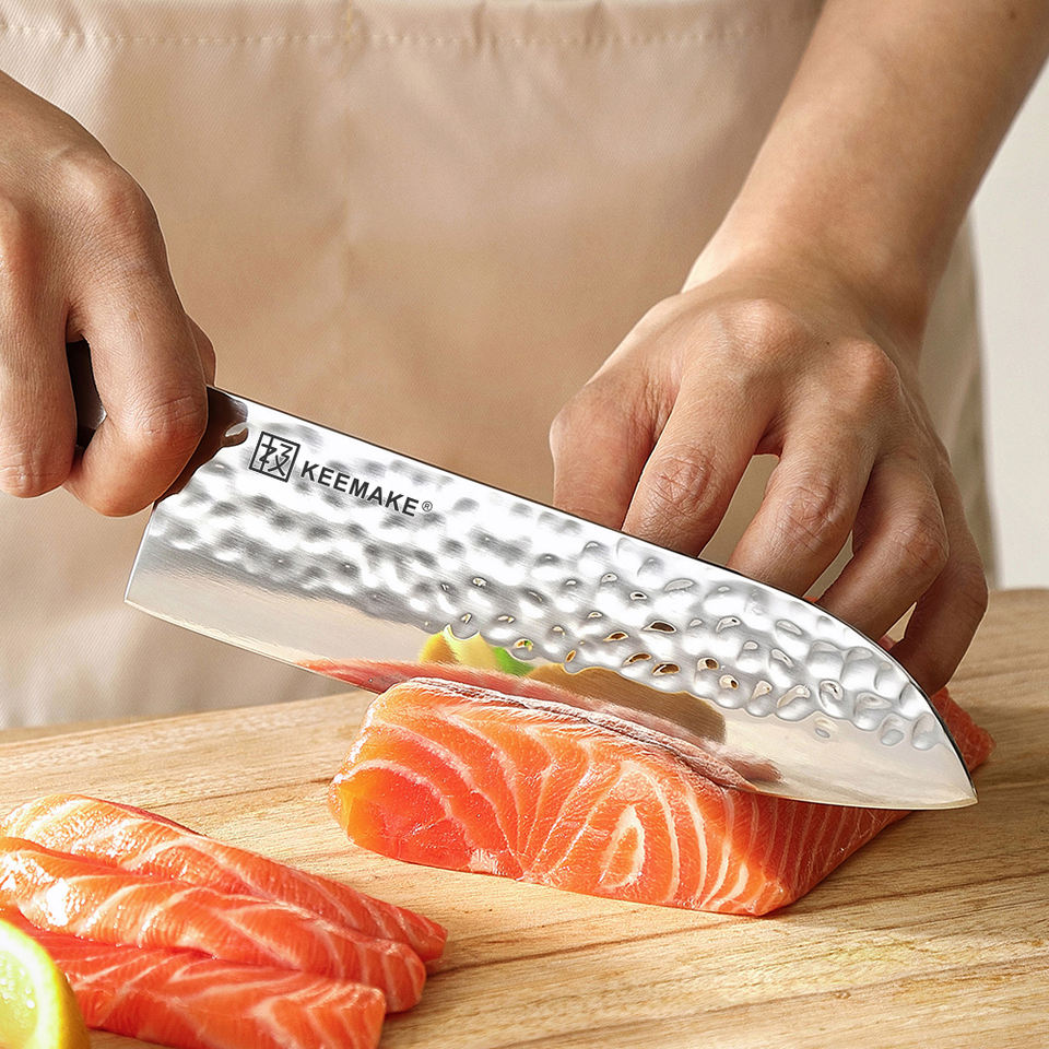 Santoku Olivier Octogonal — 17,8 cm — détail et mise en situation