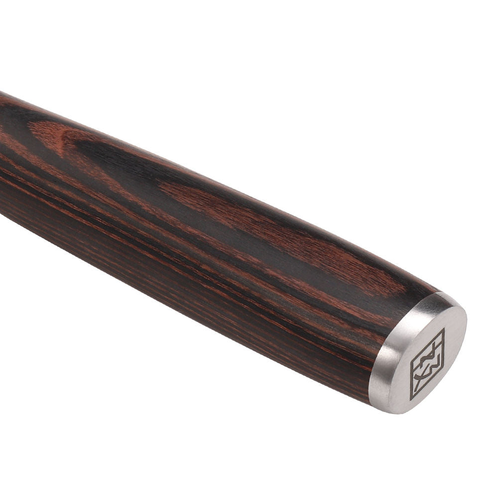 Coffret Bois Brun — 3 couteaux — détail et mise en situation