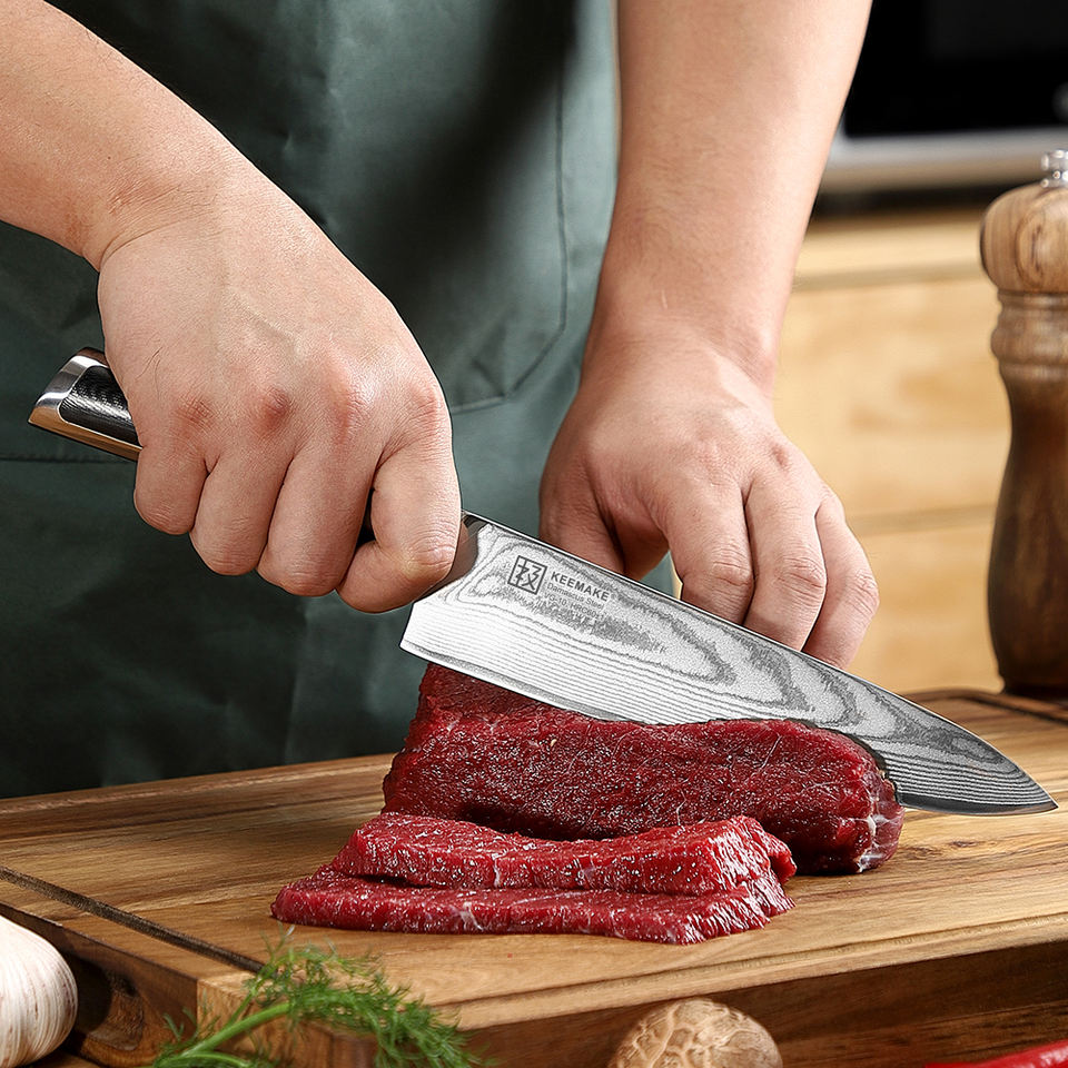 Couteau de chef Ligne Noire — 20,3 cm — détail et mise en situation