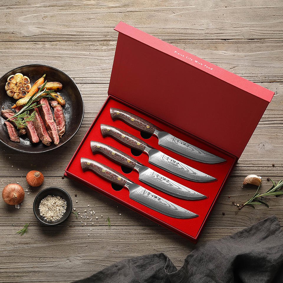 Cuivré — 4 couteaux à steak Damas — vue 4