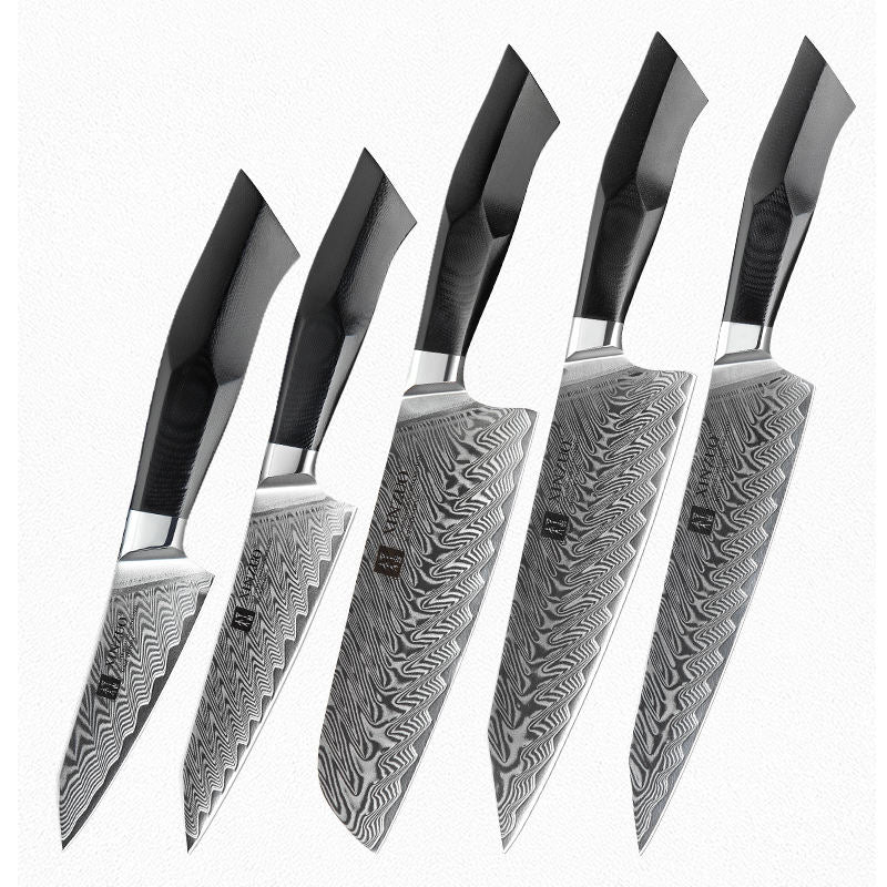 Coffret Basalte — 5 couteaux Damas — contenu complet