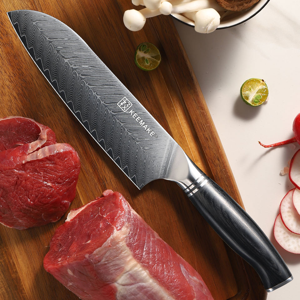 Santoku Encre — 17,8 cm — détail et mise en situation