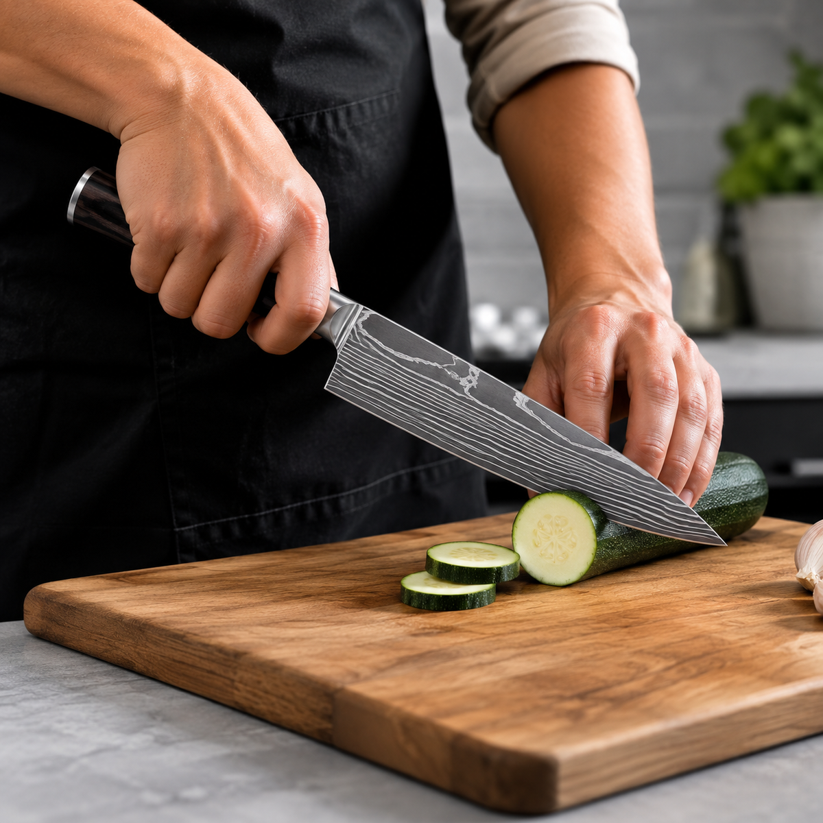 Couteau de chef Japonais en acier - Série Kuro — vue 2