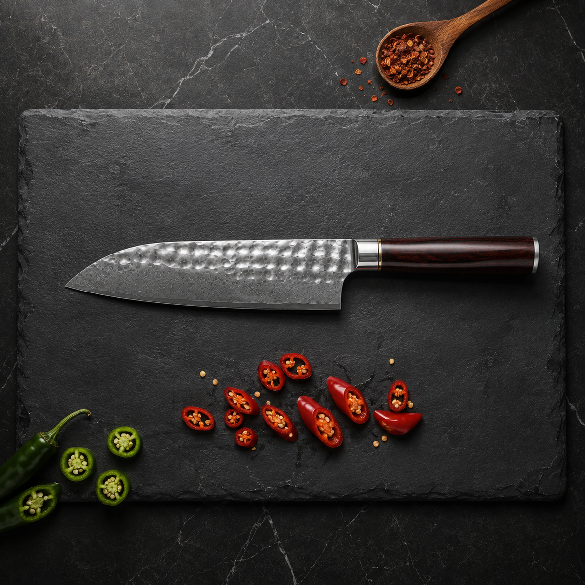 Couteau Santoku Japonais en acier - Série Takumi — vue 4