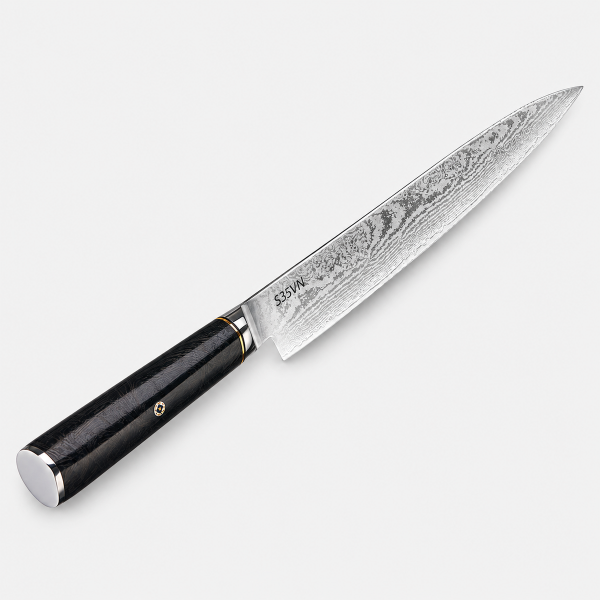 Couteau à trancher Carbone Signature — 24,1 cm — vue sur fond gris
