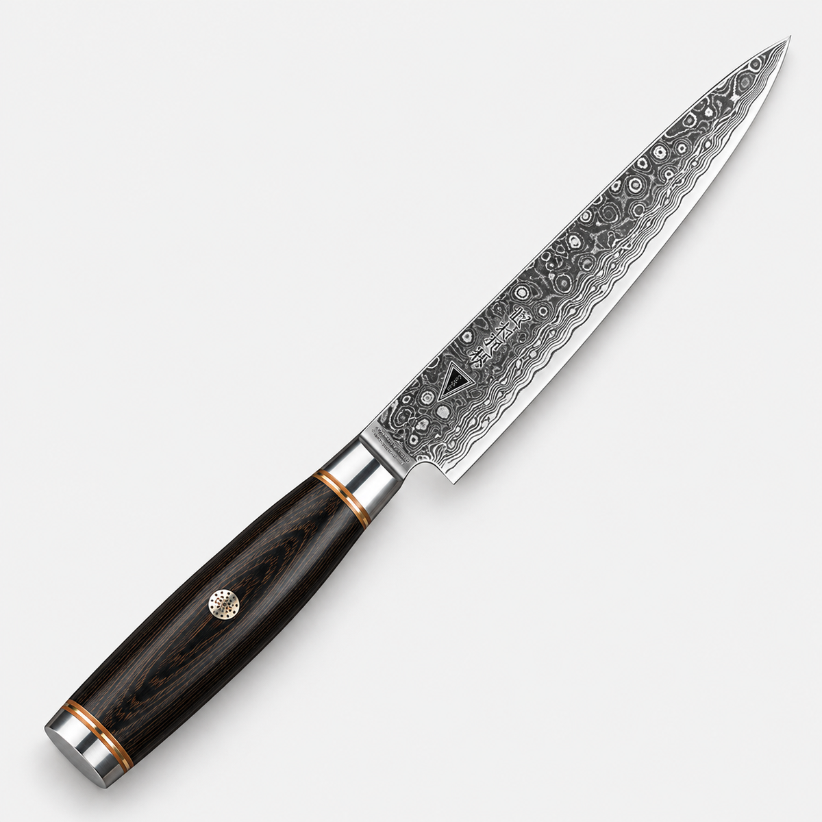 Couteau à steak Damas Obscur — 12,7 cm — vue sur fond gris