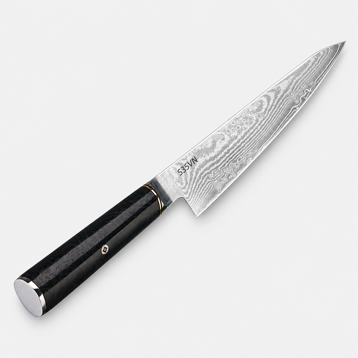 Couteau utilitaire Carbone Signature — 15,2 cm — vue sur fond gris