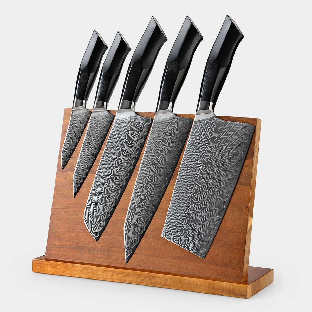 Coffret Basalte — 5 couteaux et support magnétique — fond gris