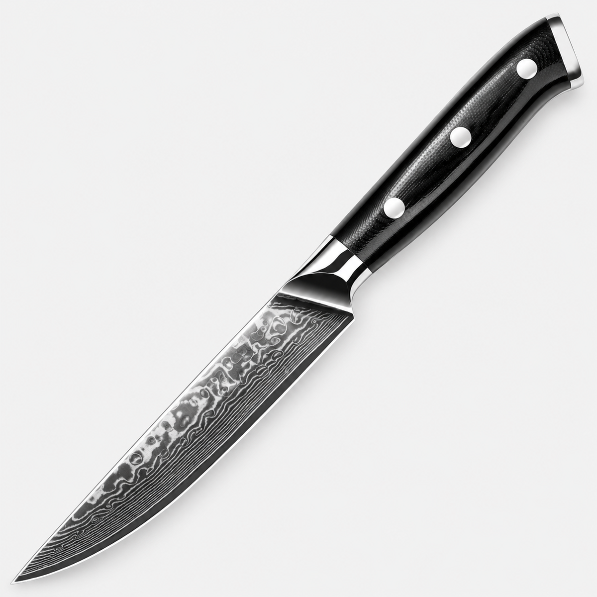Couteau à steak Noir Riveté — 12,7 cm — vue sur fond gris