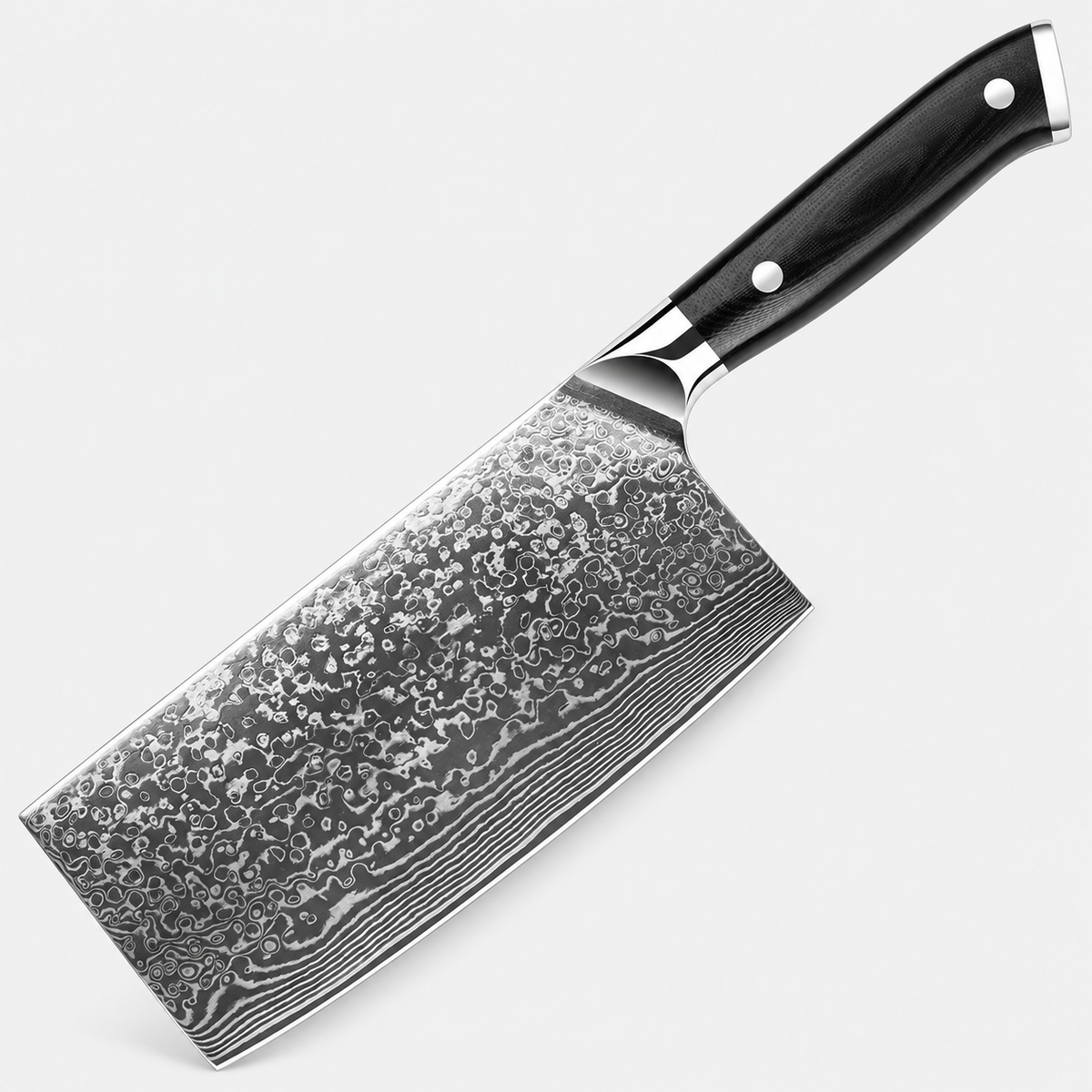 Couperet de cuisine Noir Riveté — 17,8 cm — vue sur fond gris