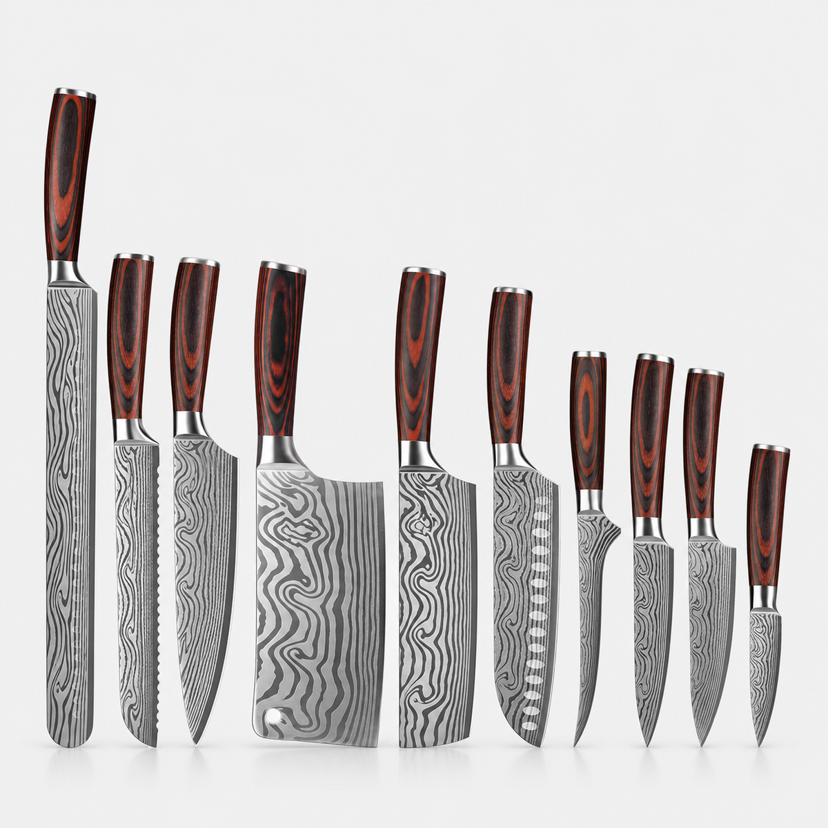 Coffret Signature — 9 couteaux — vue sur fond gris