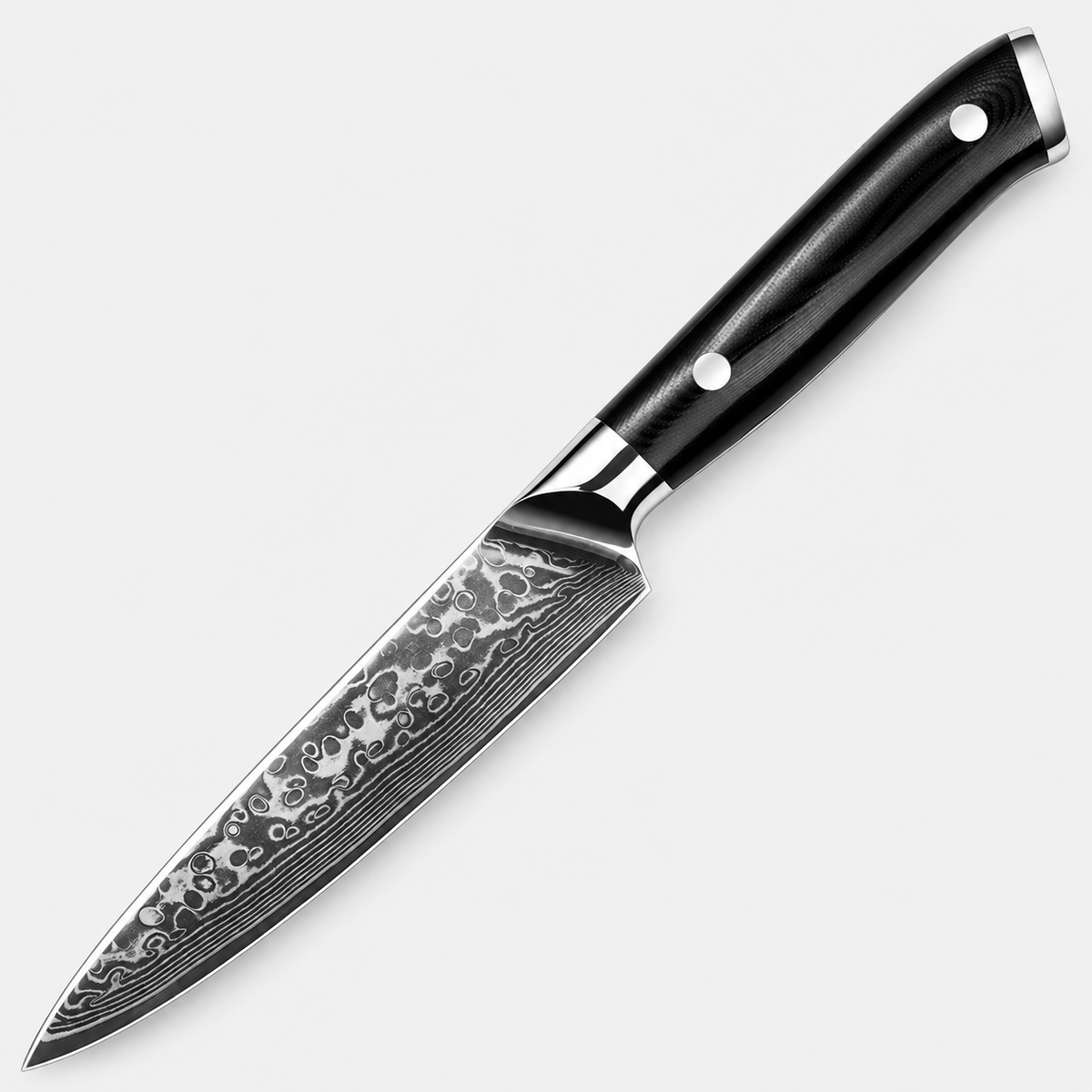 Couteau d’office Noir Riveté — 12,7 cm — vue sur fond gris