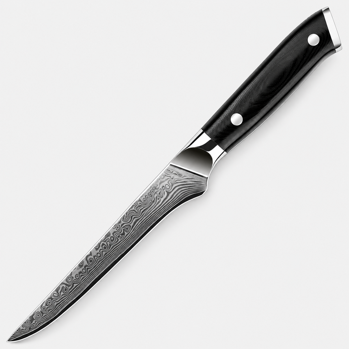 Couteau à désosser Noir Riveté — 15,2 cm — vue sur fond gris