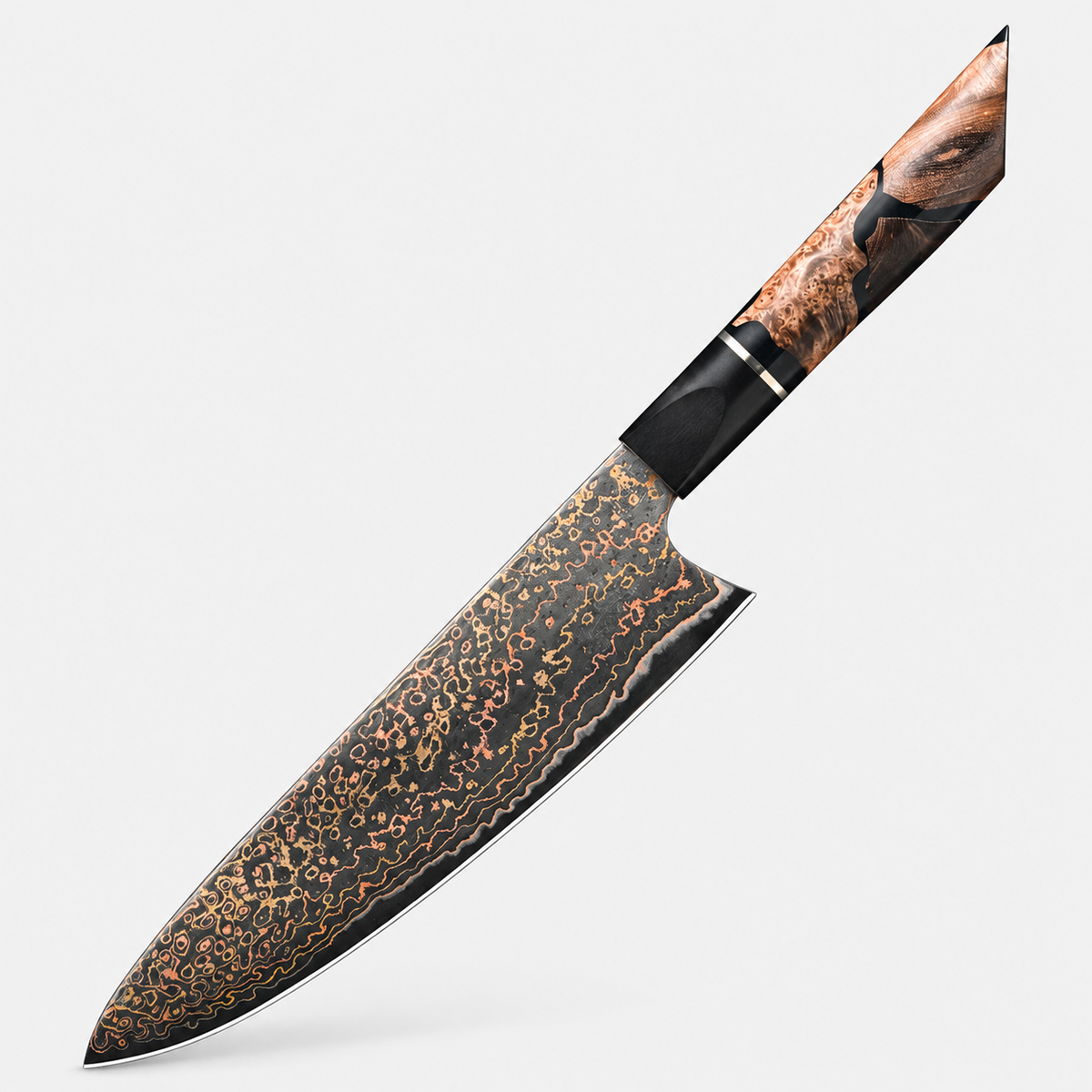 Couteau de chef Cuivre Minéral — 20,3 cm — vue sur fond gris