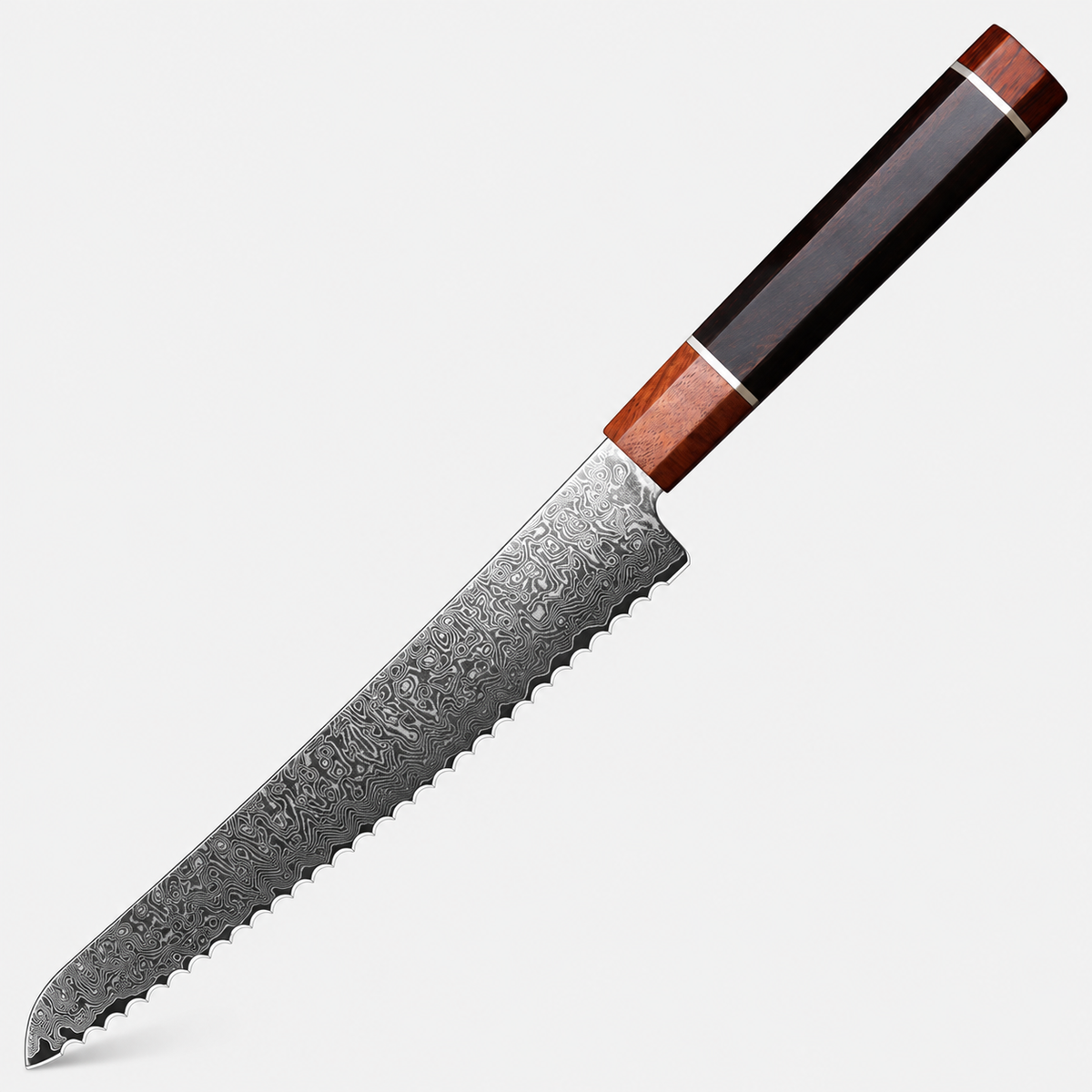 Couteau à pain Ébène Facetté — 20,3 cm — vue sur fond gris