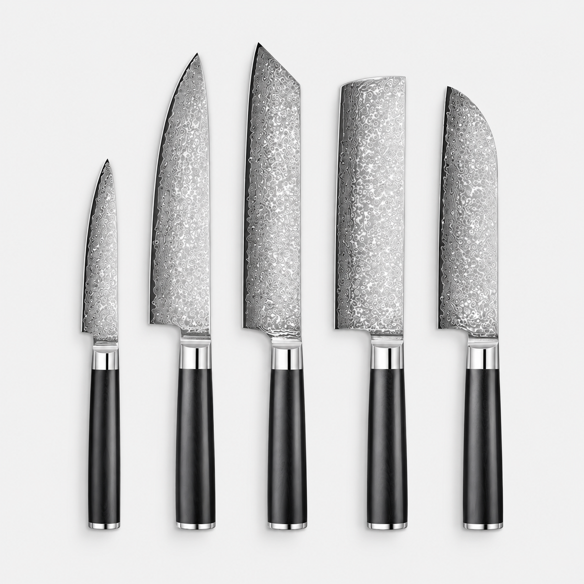 Coffret Onyx — 5 couteaux Damas — ensemble complet