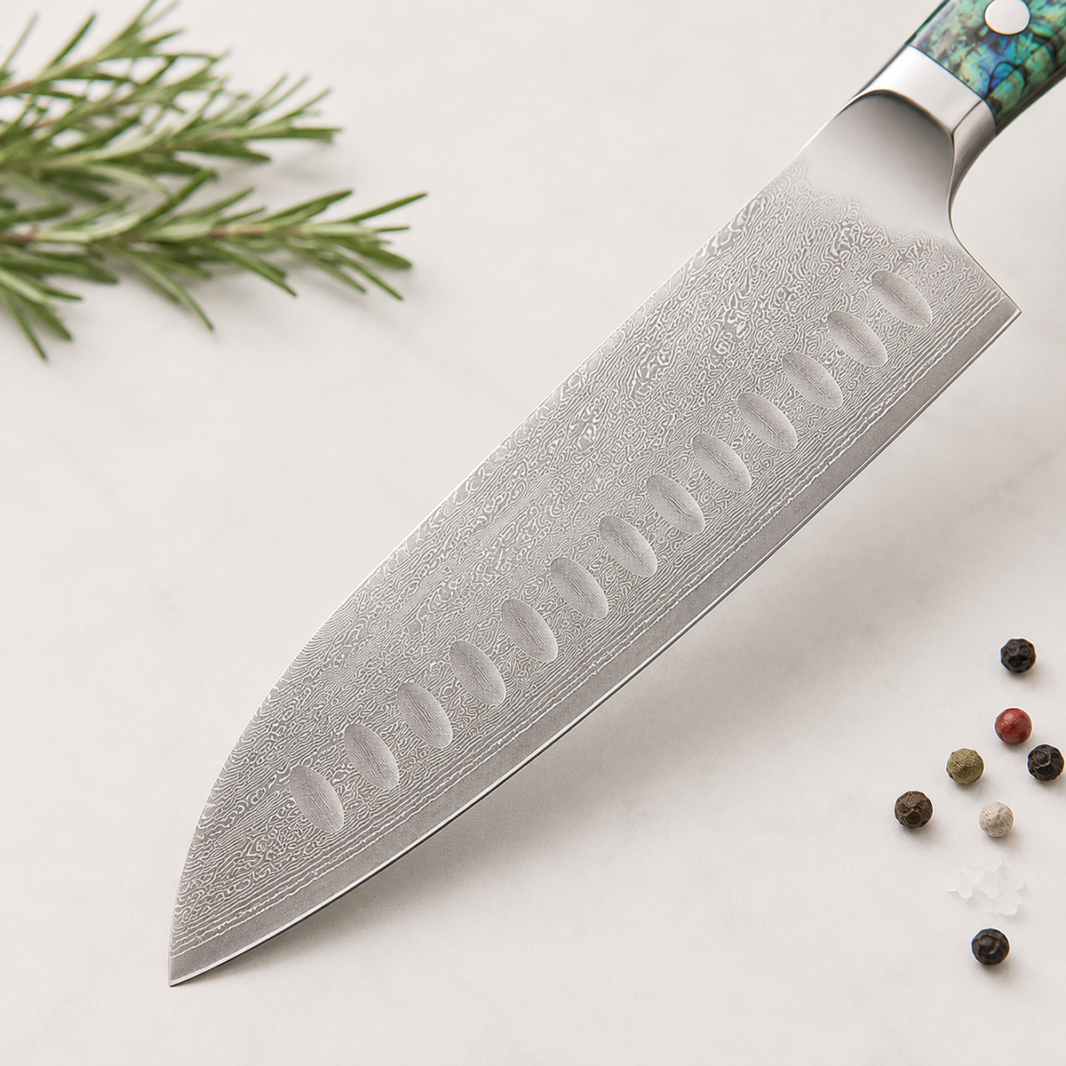 Couteau Santoku Japonais en acier - Série Shinju — vue 4