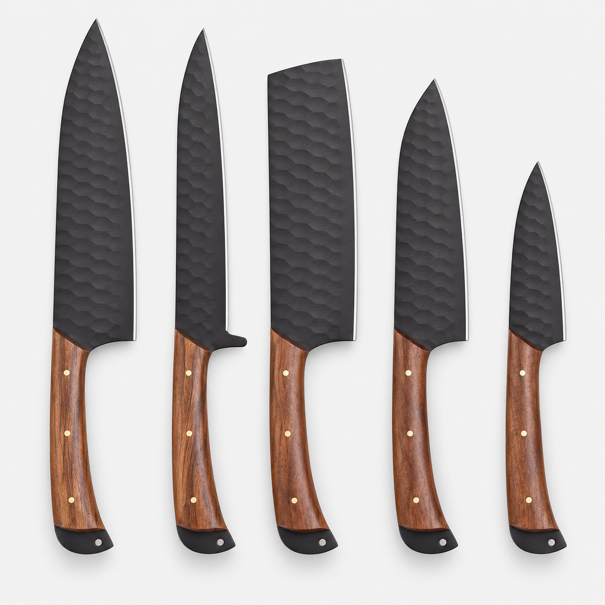 Héritage Carbone — Set de 5 couteaux & étui en cuir